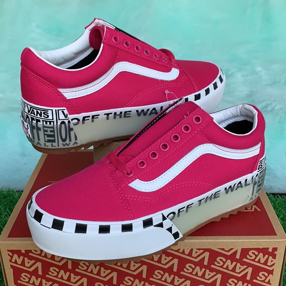 VANS OLD SKOOL STACKED LOGO STACK CABARET/TRWHT WM - Picture 5 of 13